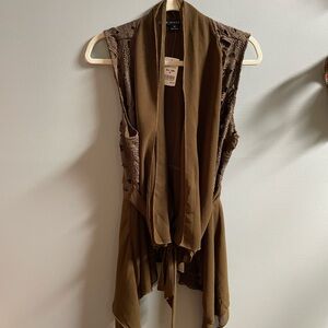 Olive green Sleeveless Drape Vest
